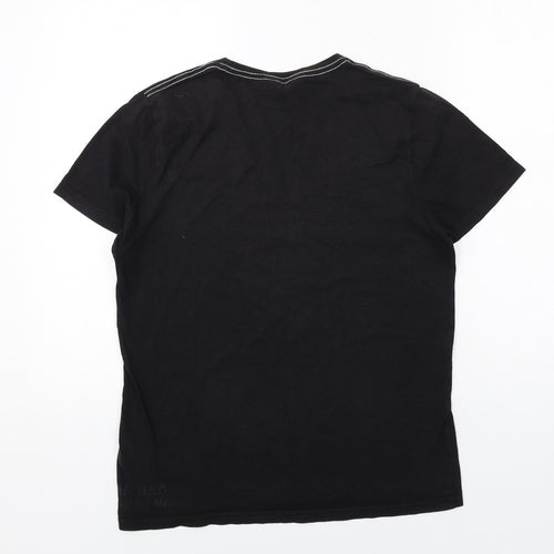 River Island Mens Black Cotton T-Shirt Size M Round Neck