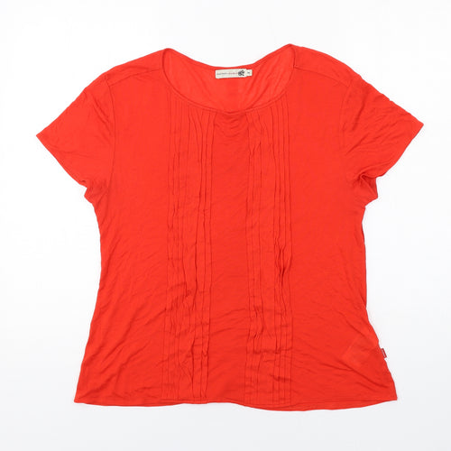 Vacknox Womens Red Viscose Basic T-Shirt Size M Boat Neck