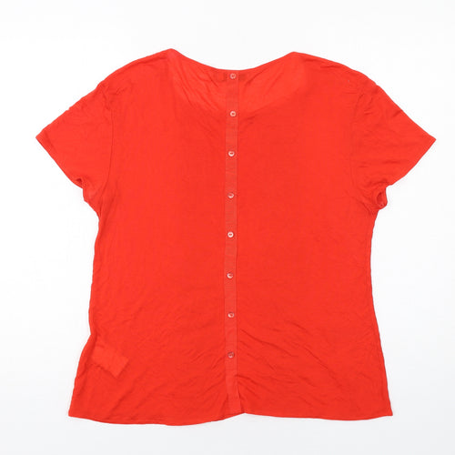 Vacknox Womens Red Viscose Basic T-Shirt Size M Boat Neck