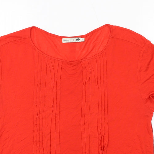 Vacknox Womens Red Viscose Basic T-Shirt Size M Boat Neck