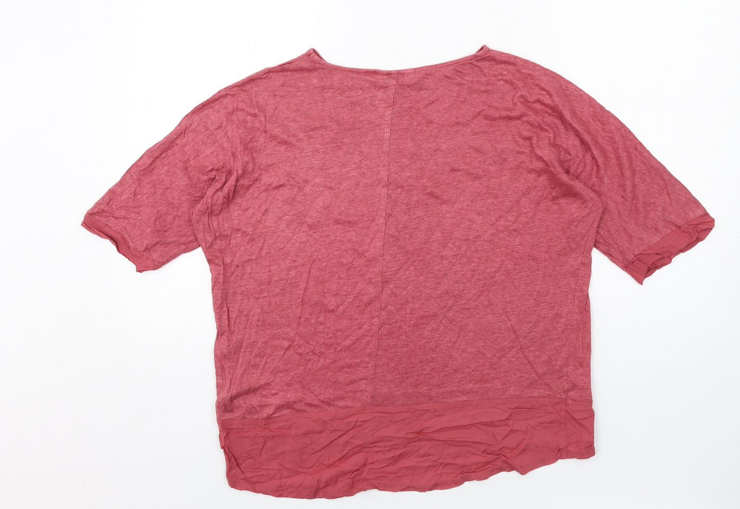 Monsoon Womens Pink Linen Basic T-Shirt Size M Boat Neck