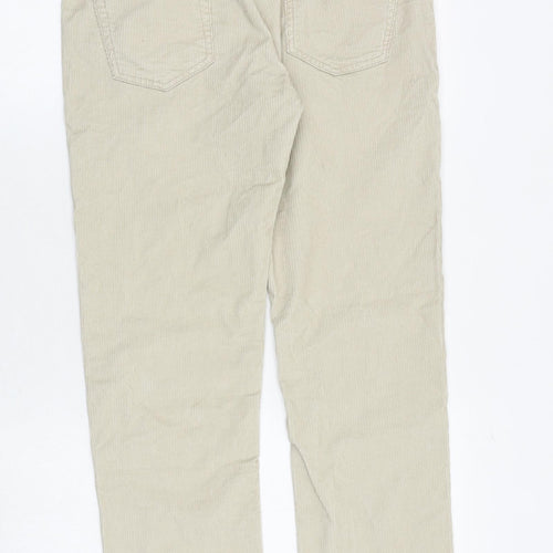 Massimo Dutti Womens Beige Cotton Trousers Size 10 Slim Zip