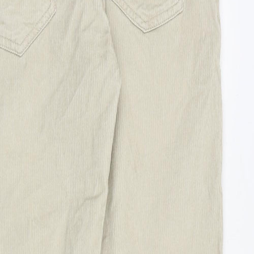 Massimo Dutti Womens Beige Cotton Trousers Size 10 Slim Zip