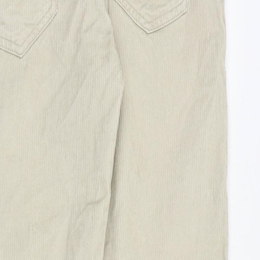 Massimo Dutti Womens Beige Cotton Trousers Size 10 Slim Zip