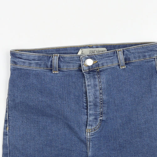 Topshop Womens Blue Cotton Mom Shorts Size 10 Regular Zip