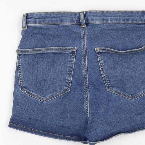 Topshop Womens Blue Cotton Mom Shorts Size 10 Regular Zip