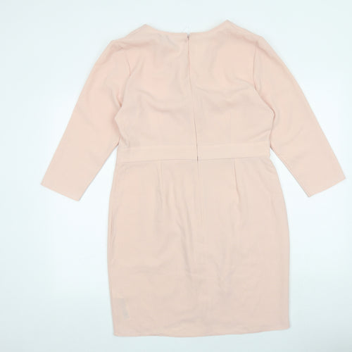ASOS Womens Pink Polyester A-Line Size 14 V-Neck Zip