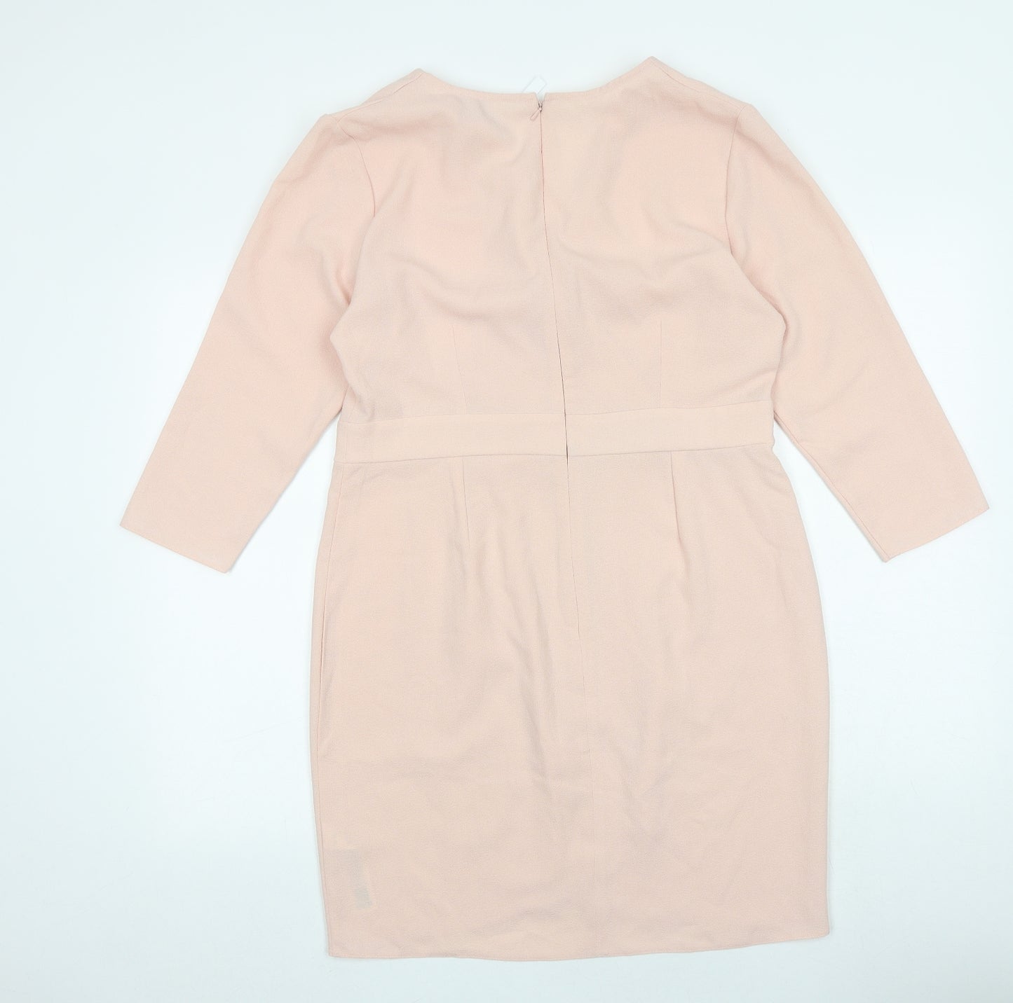 ASOS Womens Pink Polyester A-Line Size 14 V-Neck Zip
