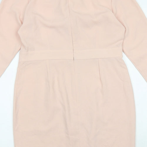 ASOS Womens Pink Polyester A-Line Size 14 V-Neck Zip