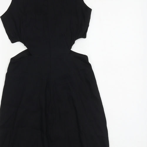 Zara Womens Black 100% Cotton Bodycon Size M Round Neck Pullover