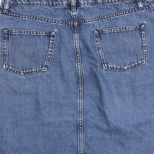 Fat Face Womens Blue Cotton A-Line Skirt Size 12 Button