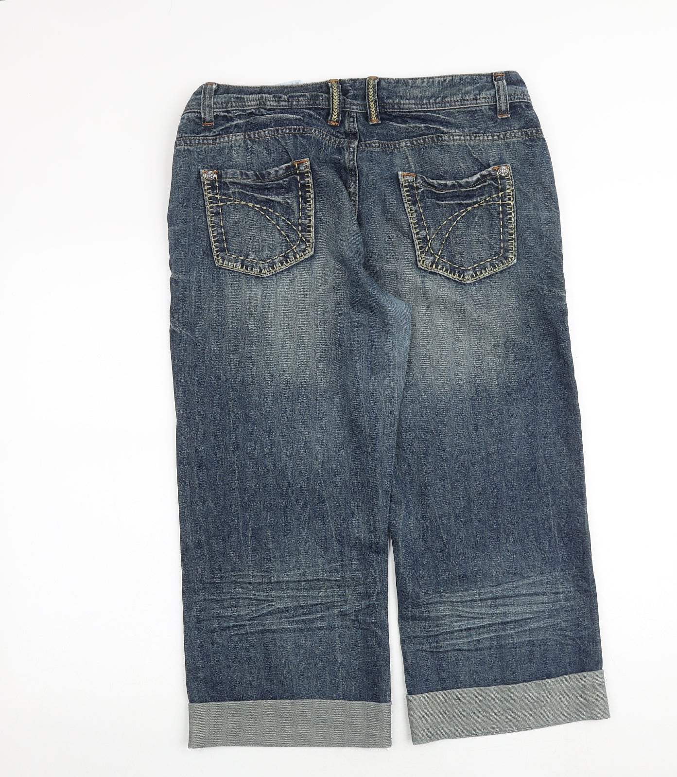 NEXT Womens Blue Cotton Boyfriend Jeans Size 14 Regular Zip