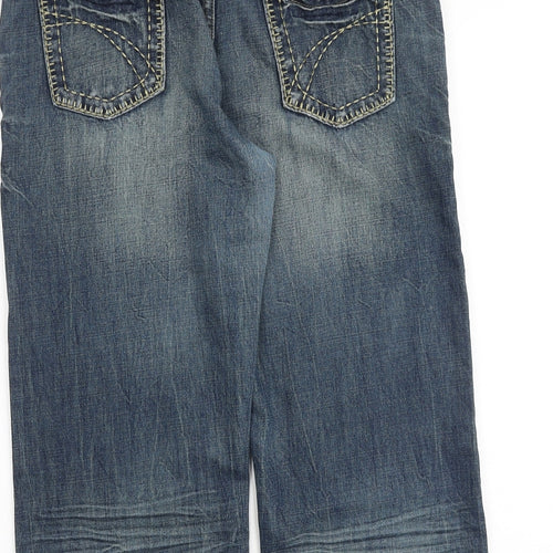NEXT Womens Blue Cotton Boyfriend Jeans Size 14 Regular Zip