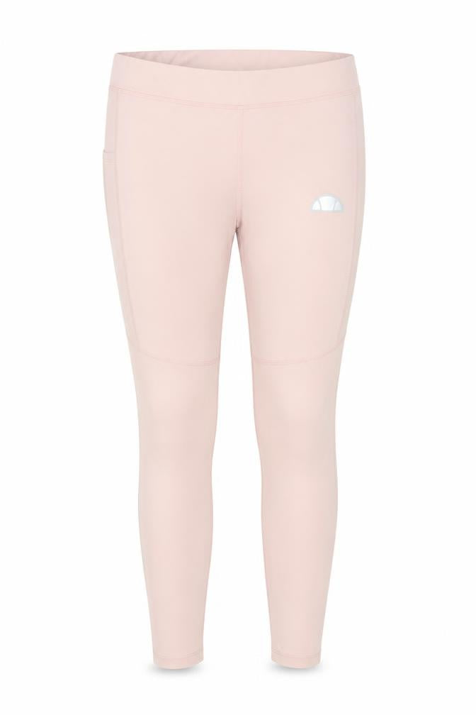 Front view of Ellesse women’s pink polyester compression leggings, size UK 12, regular