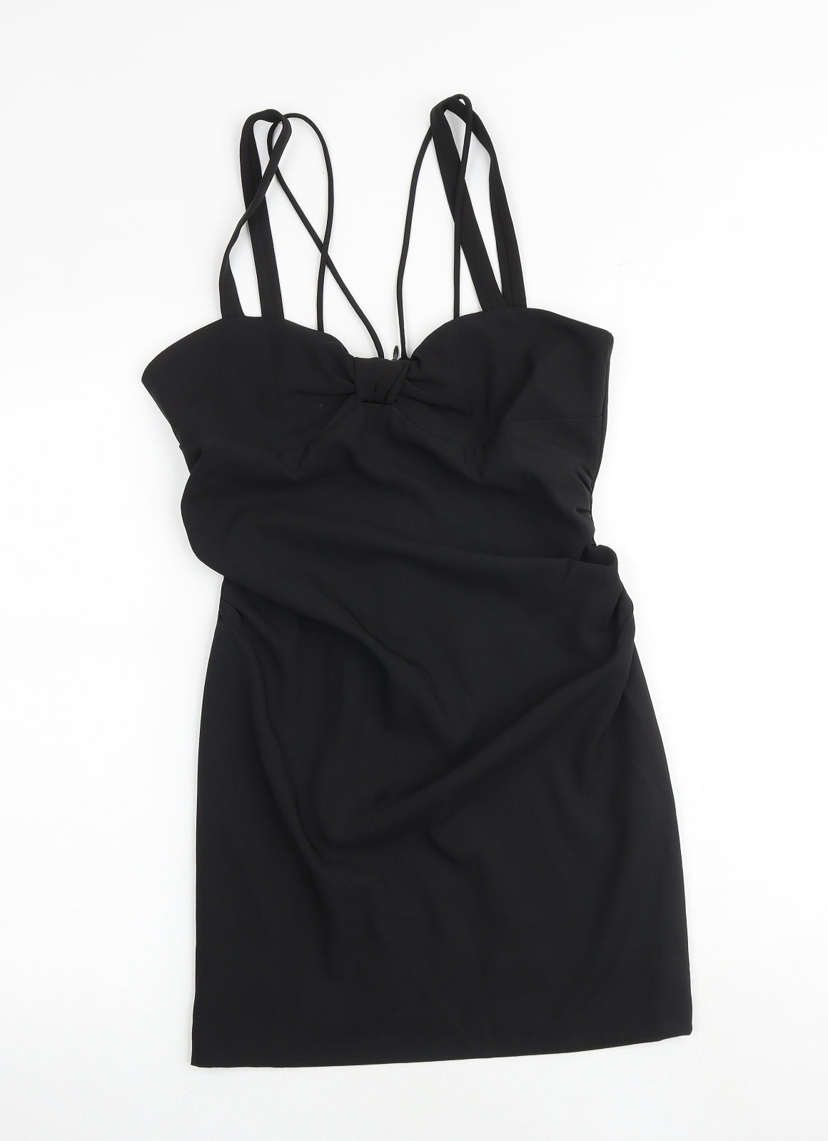 Zara Womens Black Polyester Slip Dress Size M Sweetheart Zip