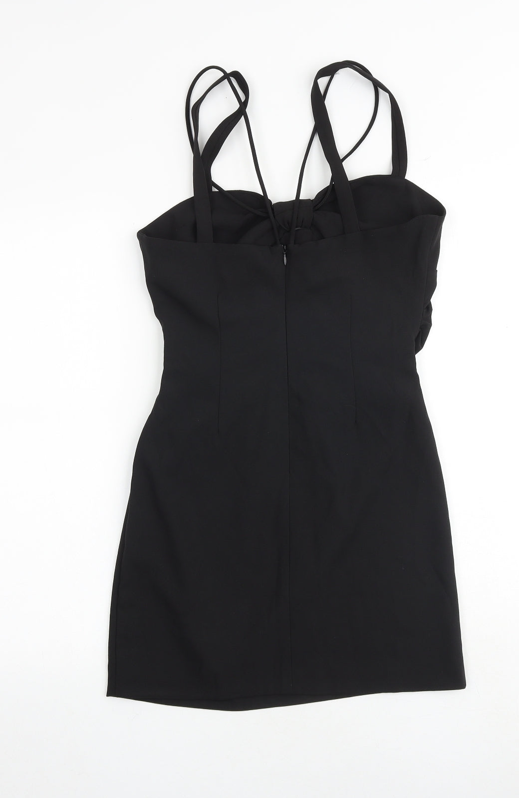 Zara Womens Black Polyester Slip Dress Size M Sweetheart Zip