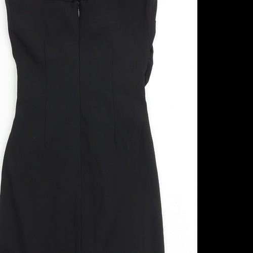 Zara Womens Black Polyester Slip Dress Size M Sweetheart Zip