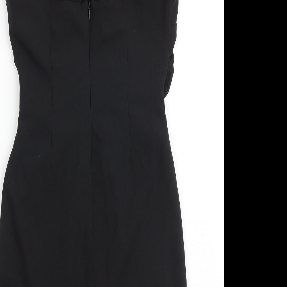 Zara Womens Black Polyester Slip Dress Size M Sweetheart Zip