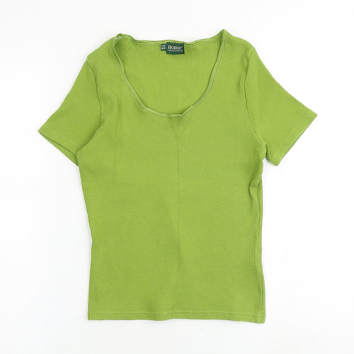 Hobbs Womens Green Cotton Basic T-Shirt Size 14 Scoop Neck - Ribbed