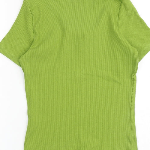 Hobbs Womens Green Cotton Basic T-Shirt Size 14 Scoop Neck - Ribbed