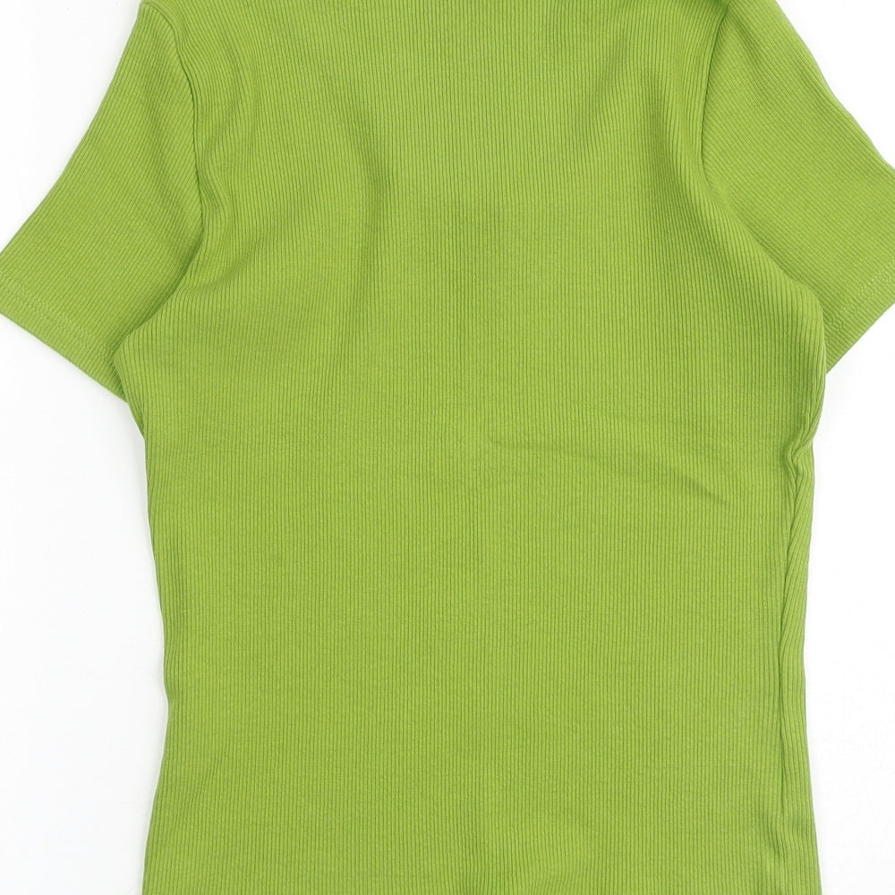 Hobbs Womens Green Cotton Basic T-Shirt Size 14 Scoop Neck - Ribbed