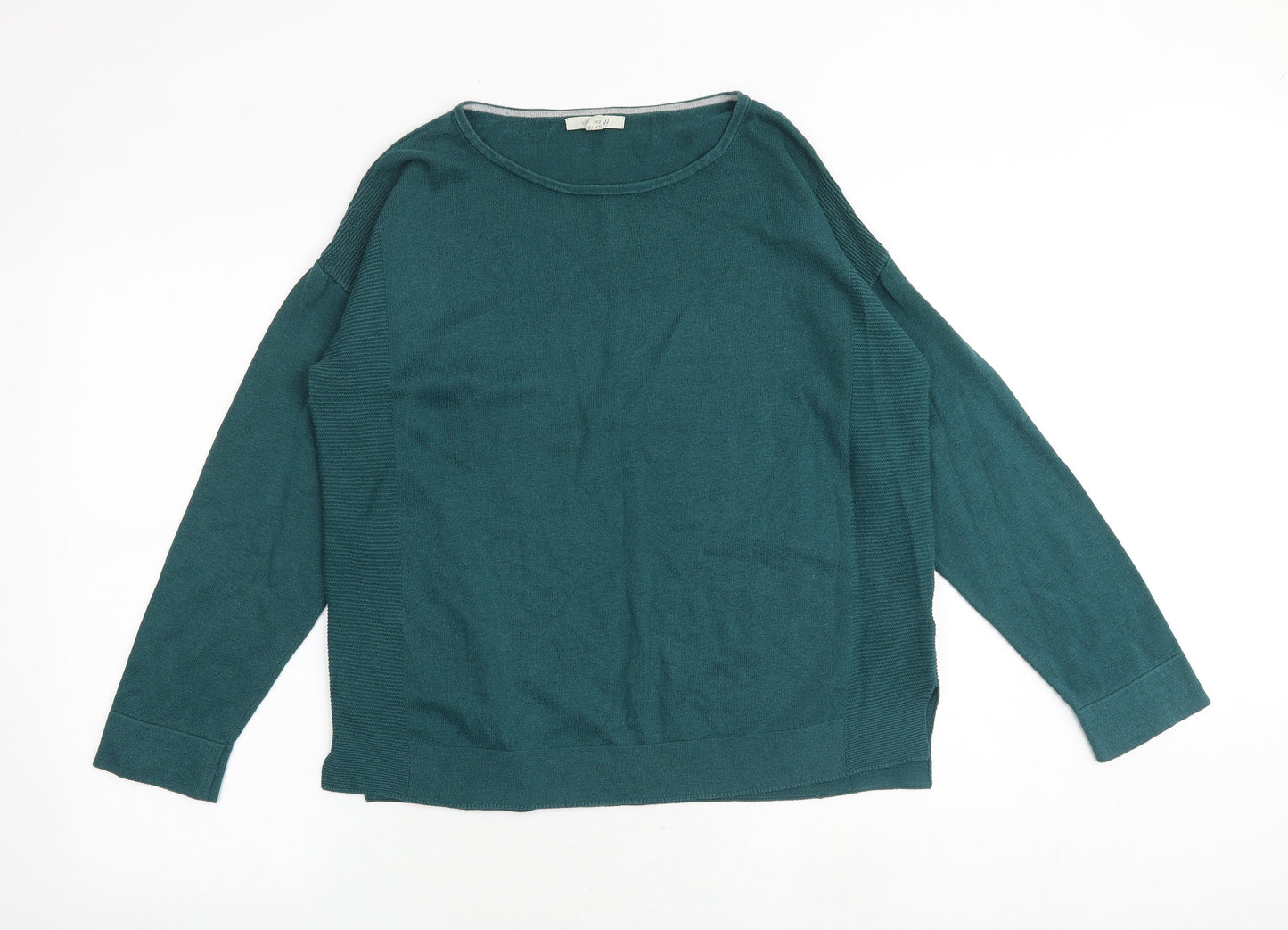 White Stuff Womens Green Round Neck Cotton Pullover Jumper Size 12 Pullover