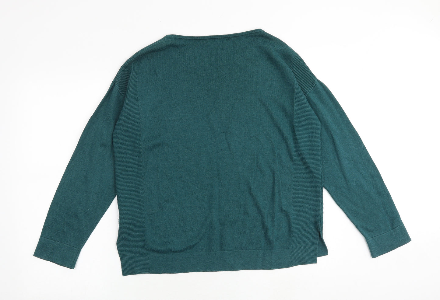 White Stuff Womens Green Round Neck Cotton Pullover Jumper Size 12 Pullover