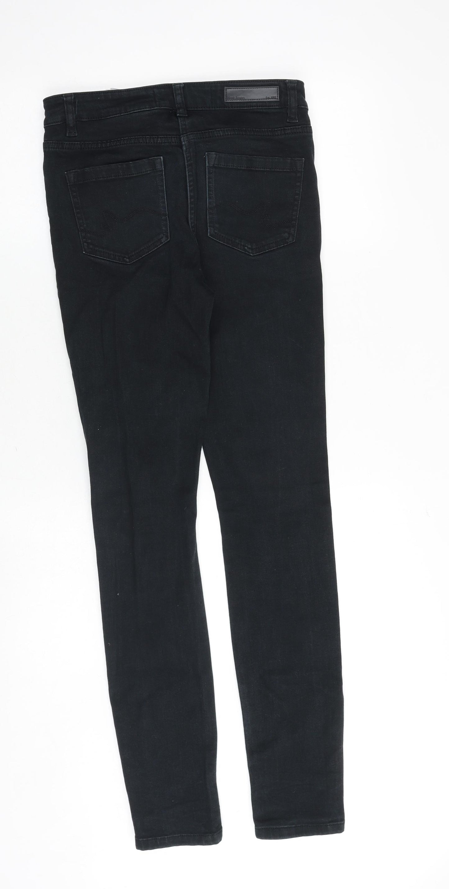 NEXT Womens Black Cotton Skinny Jeans Size 8 Slim Zip - Mid rise