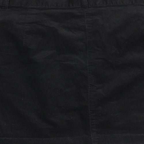 Marks and Spencer Womens Black Cotton A-Line Skirt Size 12 Button