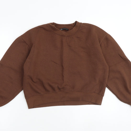 Zara Womens Brown Cotton Pullover Sweatshirt Size S Pullover