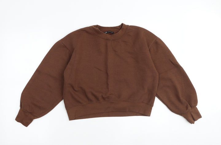 Zara Womens Brown Cotton Pullover Sweatshirt Size S Pullover