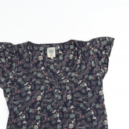 MANTARAY PRODUCTS Womens Multicoloured Geometric 100% Cotton Basic T-Shirt Size 14 Round Neck