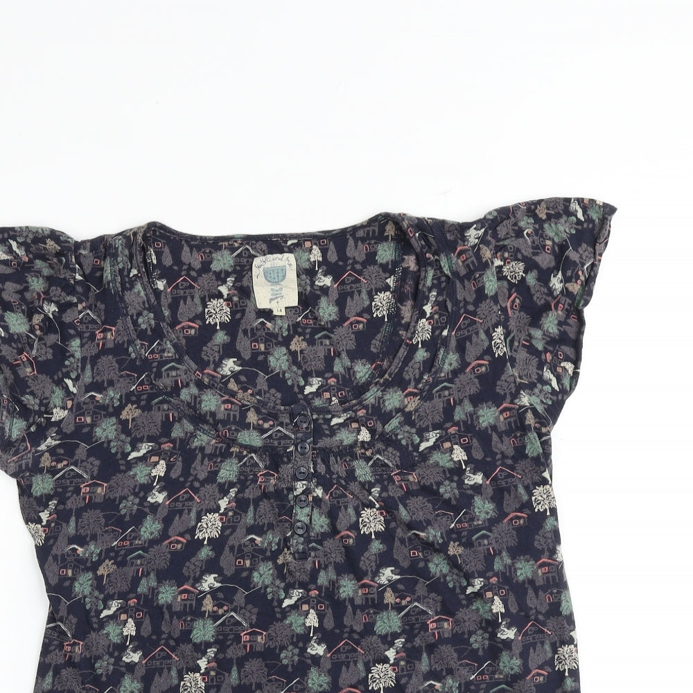 MANTARAY PRODUCTS Womens Multicoloured Geometric 100% Cotton Basic T-Shirt Size 14 Round Neck