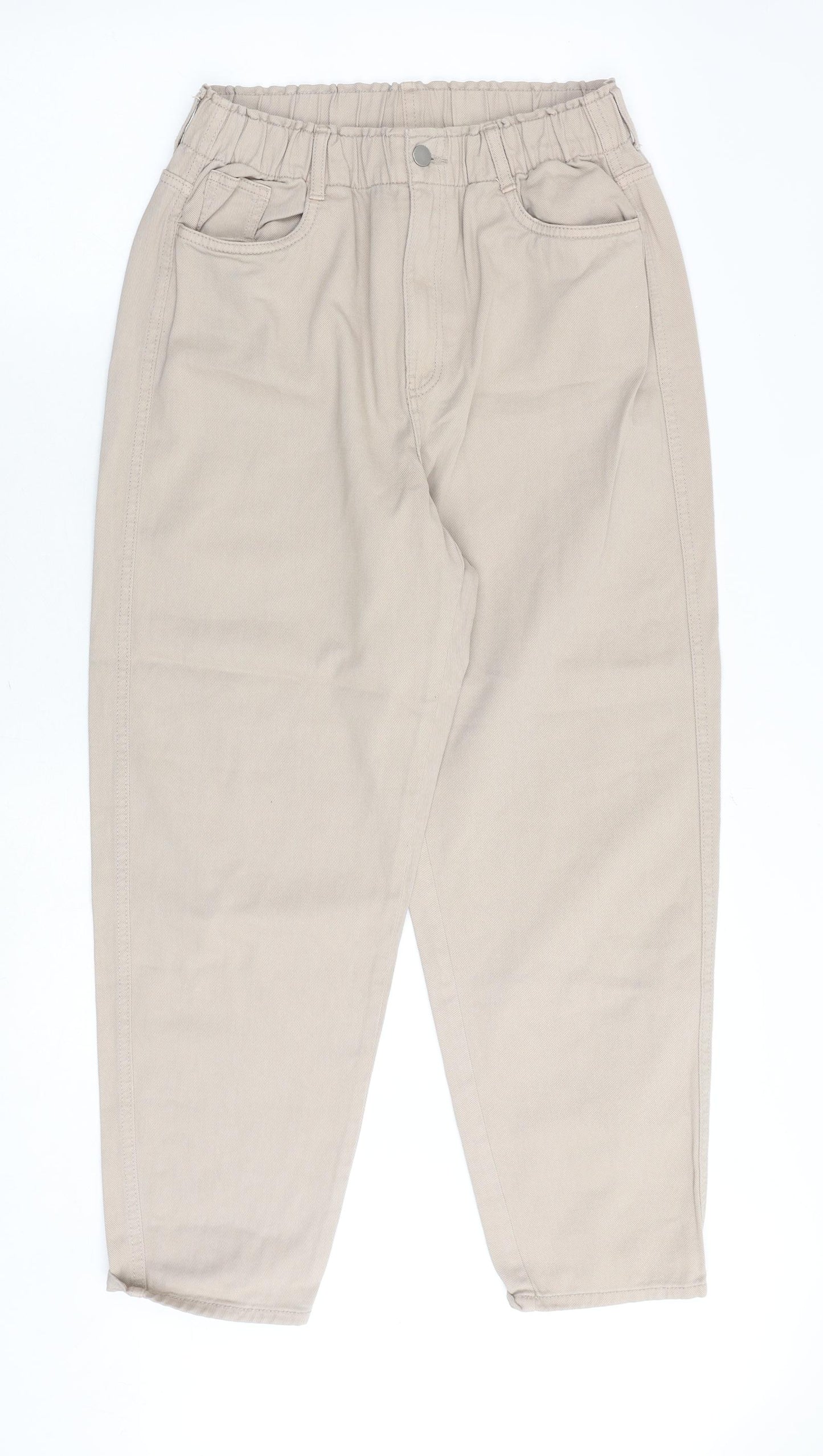 H&M Womens Brown Cotton Tapered Jeans Size 12 Regular Zip