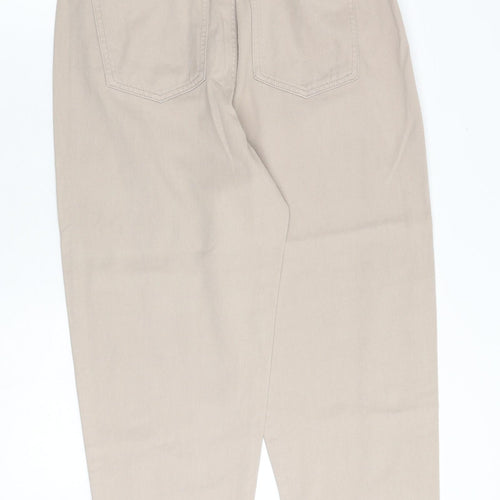 H&M Womens Brown Cotton Tapered Jeans Size 12 Regular Zip
