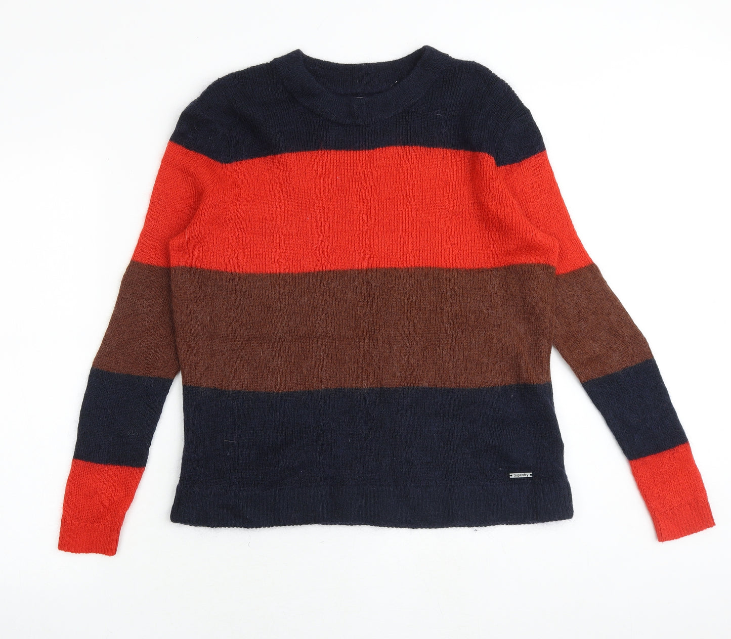 Superdry Mens Multicoloured Round Neck Striped Polyester Pullover Jumper Size S Long Sleeve