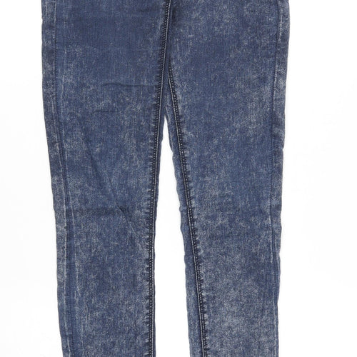 Topshop Womens Blue Cotton Skinny Jeans Size 28 in Regular Zip