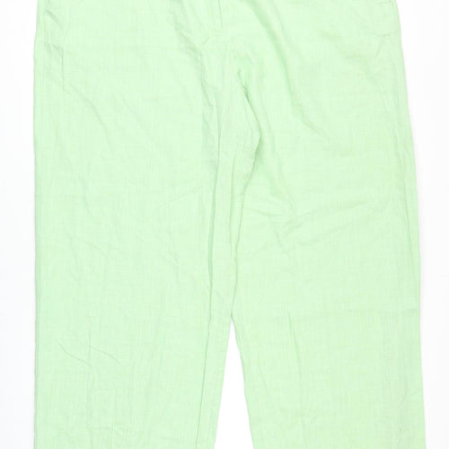 Marks and Spencer Womens Green Linen Trousers Size 22 Regular Zip