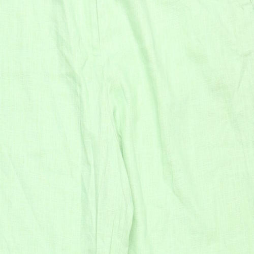 Marks and Spencer Womens Green Linen Trousers Size 22 Regular Zip