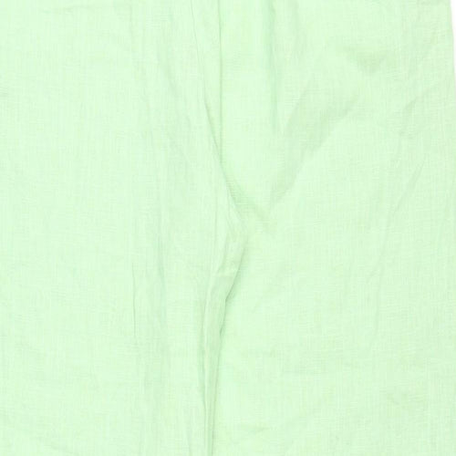 Marks and Spencer Womens Green Linen Trousers Size 22 Regular Zip
