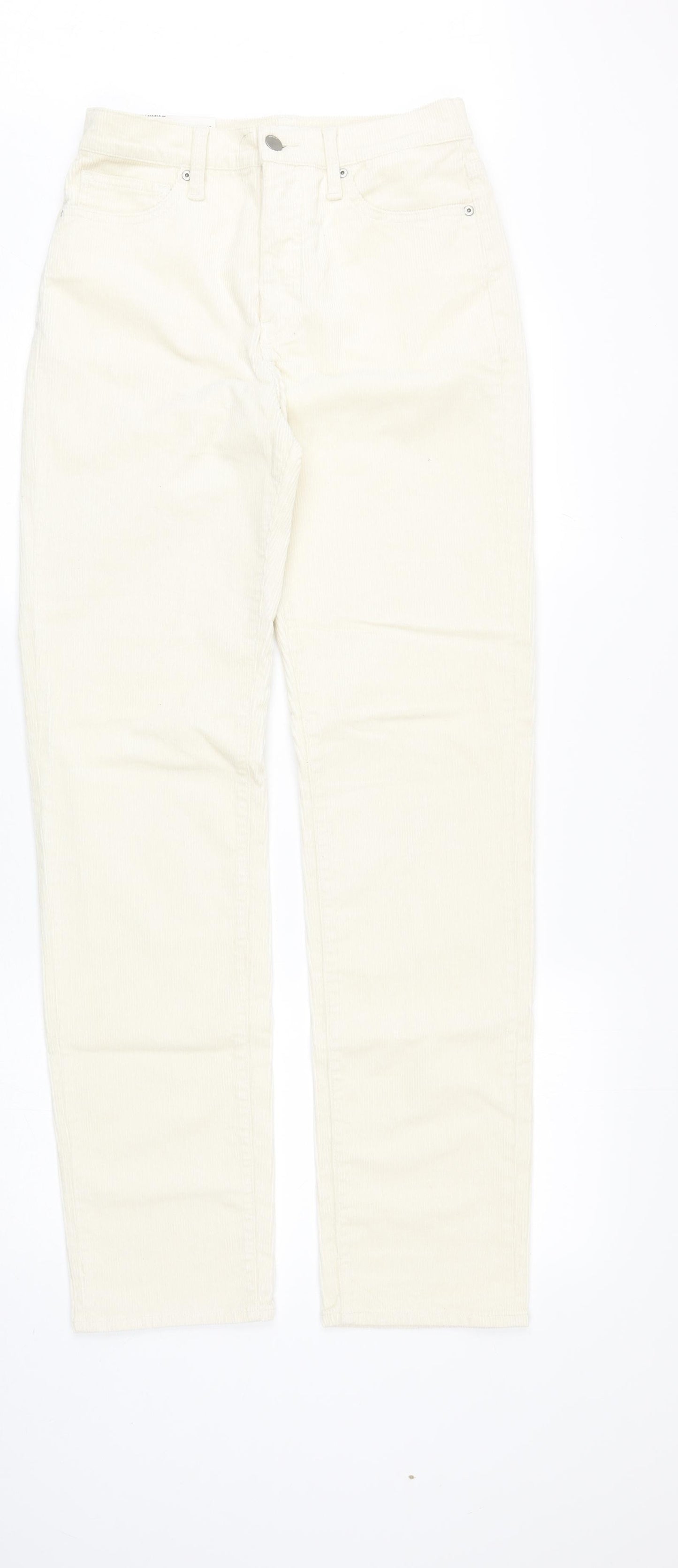 Uniqlo Womens Ivory Cotton Trousers Size 25 in L32 in Regular Zip