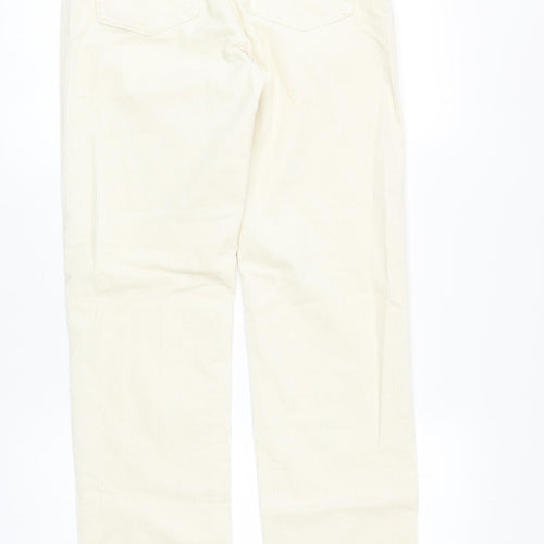 Uniqlo Womens Ivory Cotton Trousers Size 25 in L32 in Regular Zip