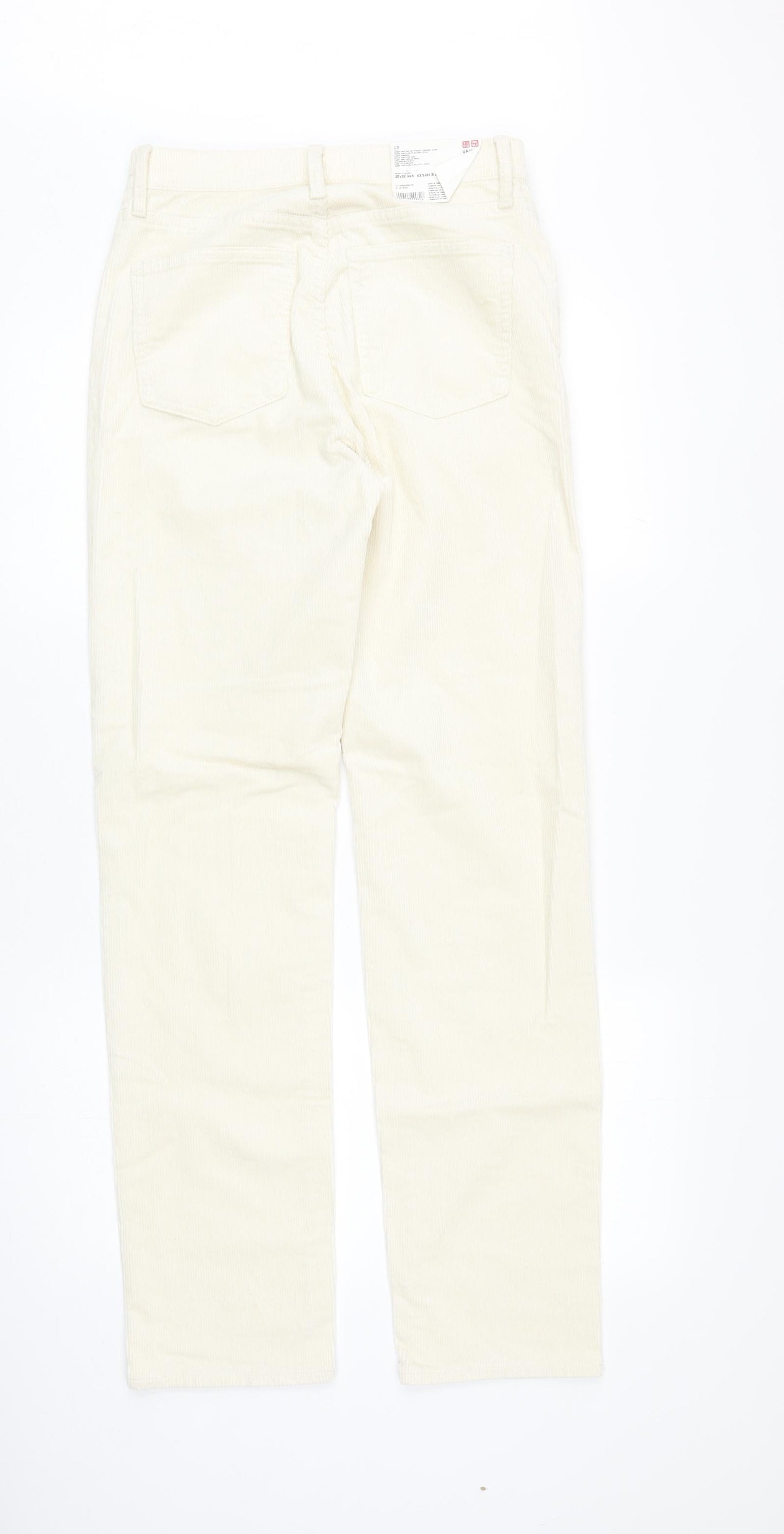 Uniqlo Womens Ivory Cotton Trousers Size 25 in L32 in Regular Zip