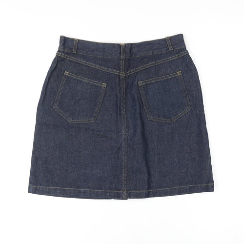 BAY Womens Blue Cotton A-Line Skirt Size 8 Button