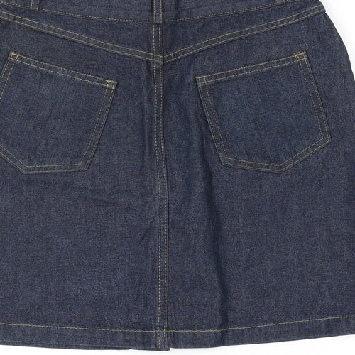 BAY Womens Blue Cotton A-Line Skirt Size 8 Button