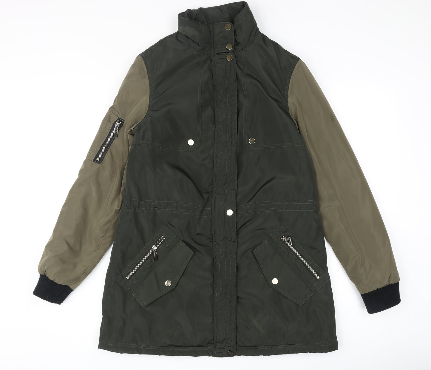 A&G Womens Green Overcoat Coat Size M Zip