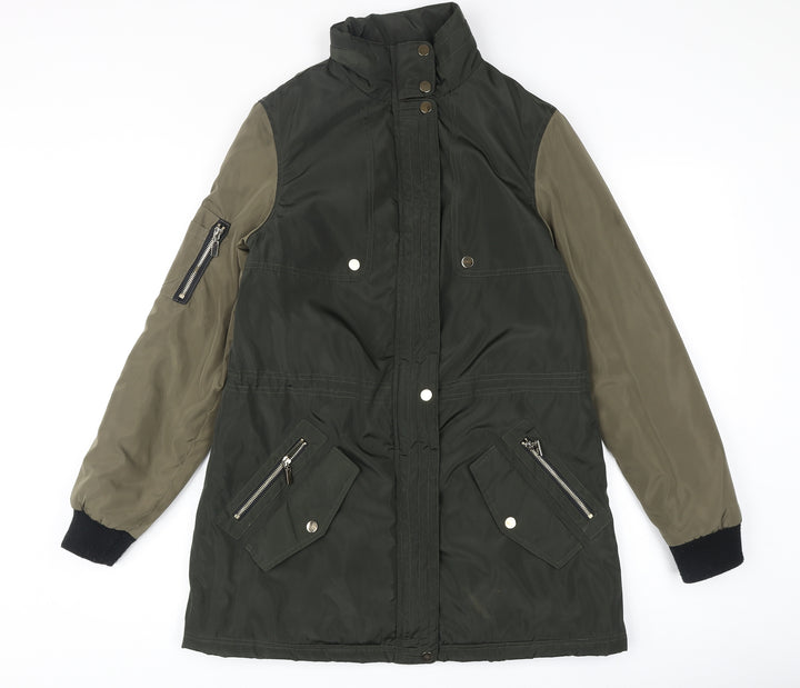 A&G Womens Green Overcoat Coat Size M Zip
