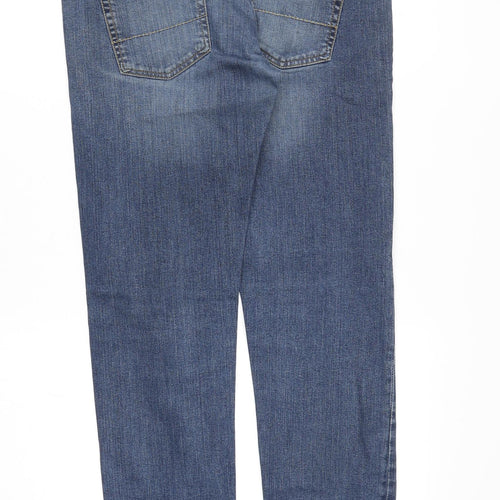 Topman Mens Blue Cotton Skinny Jeans Size 34 in Slim Zip