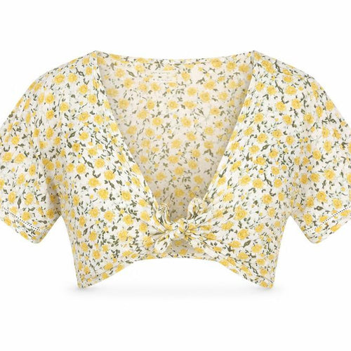 Urban Outfitters Womens Multicoloured Floral Polyester Cropped Blouse Size M Round Neck