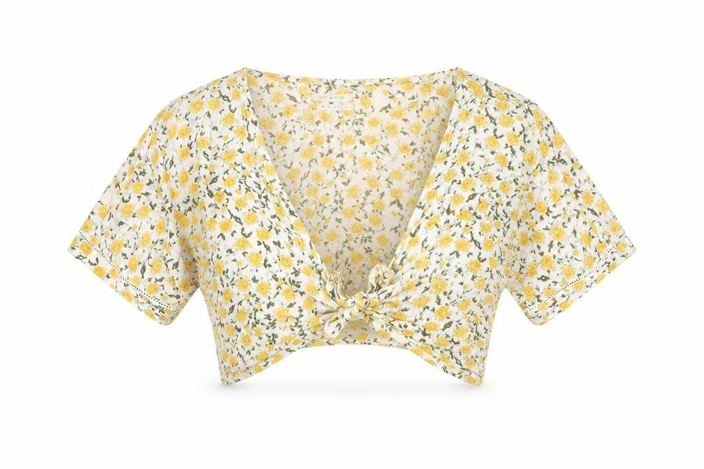 Urban Outfitters Womens Multicoloured Floral Polyester Cropped Blouse Size M Round Neck